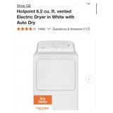 (1) GE Hotpoint 6.2 cu. ft. vented Electric D