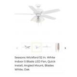 (4)NEW  Seasons Wickford 52 In. White Indoor 5