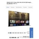 (1) 75 in. New SONY BRAVIAï¿½ XR X93L MINI-LED  4K