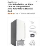 (1) New Whynter 15 in. 80 lbs Built-In Ice Maker