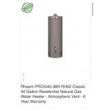 (1) Rheem PROG40-38N RH62 Classic 40 Gallon