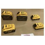 5 pcs DeWalt Batteries- Working Condition