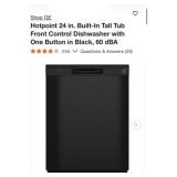 (1) GE Hotpoint 24 in. Built-In Tall Tub Front