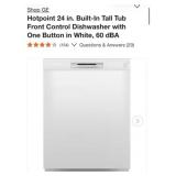 (1) GE Hotpoint 24 in. Built-In Tall Tub Front