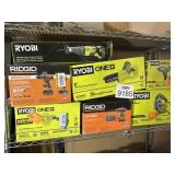 Lot of 7 pcs Ryobi and Ridgid tools