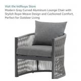 2 pcs Modern Gray Curved Aluminum Lounge Chair
