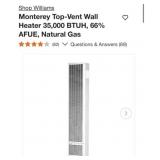 (1) Williams Monterey Top-Vent Wall Heater 3