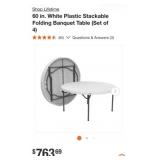 New Set of 4 pcs 60 inch White Plastic Stackable
