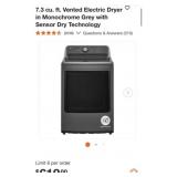 (1) LG 7.3 cu. ft. Vented Electric Dryer in