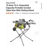 (1) RYOBI 15 Amp 10 in. Expanded Capacity
