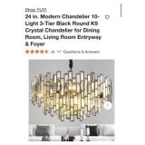 (1)  YUYI 24 in. Modern Chandelier 10-Light