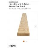 62 pcs of 1 in. x 4 in. x 16 ft. Select Radiata