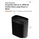 (1) Honeywell PowerPlus 530 sq. ft. HEPA Air P