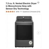 1- LG 7.3 cu. ft. Vented Electric Dryer in
