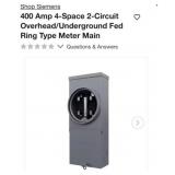 (1) Siemens 400 Amp 4-Space 2-Circuit