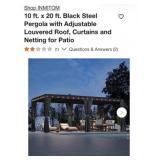 (1) INMITOM 10 ft. x 20 ft. Black Steel Pergola