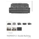 1- Dark Gray Leather Double Reclining Sofa