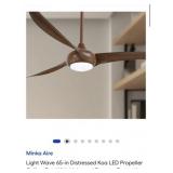 (1) MinkaAire Light Wave 65-in Distressed Koa L
