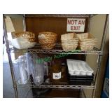 Pitchers, flatware trays & baskets in group