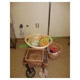 Assorted woven baskets in group