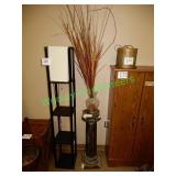 Plant stand, vase & contents in group