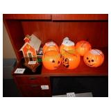 Toy house, pumpkin pales & mirrored glass