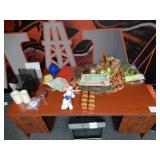 Fall decor items in group on desk