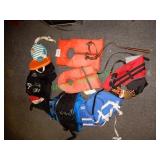 7 Assorted life jackets in group - youth sizes
