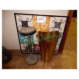 24"x24" Floral metal wall art, ash trey stand &