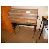 Wooden chest & computer table on wheels