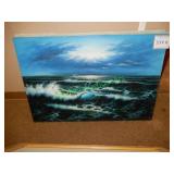 36"x24" Ocean seen oil painting
