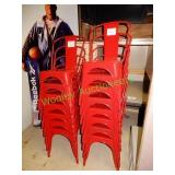 (15) Red metal chairs in group