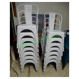 (15)  White metal chairs in group