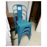 (3) Green/turquoise metal chairs in group