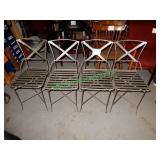 (4) Grey metal chairs in group - one is damaged