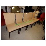 (5) Tan cushioned high back chairs in group