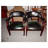 (2) Matching studded arm chairs in group - Damaged
