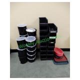 (18) Round plastic containers & bins in group