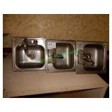 (3) Stainless steel sinks in group 15"x15"