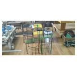 (3) Folding Metal Chairs, Metal Stand, Metal Chair (3) Folding Metal Chairs, Metal Stand, Metal Chair