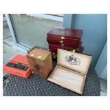 Assorted Wooden Cigar Boxes in Group