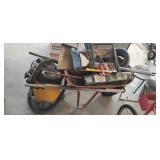 Wheelbarrow & Contents, Shop Vac, Bucket of Nails