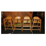 (4) Wooden High Chairs in Group