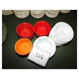 Assorted Plastic Bowls & Saucers in (5) Stacks
