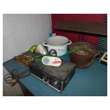 Crock Pot, Clock, Radio, Cast Iron & Other Items