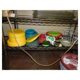 Assorted Tupperware Lids & Basket