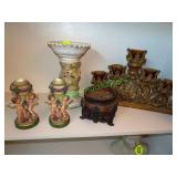 5 decorative candle holders in group