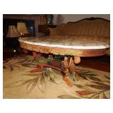 1890s Carrara marble top table with wood base