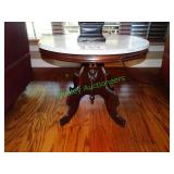 Italian marble table with decorative wood base