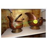 Two Dutch copper pots